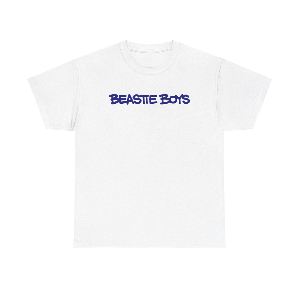 White Beastie Boys custom design T-shirt featuring rap artist artwork from Love2Print, front view.