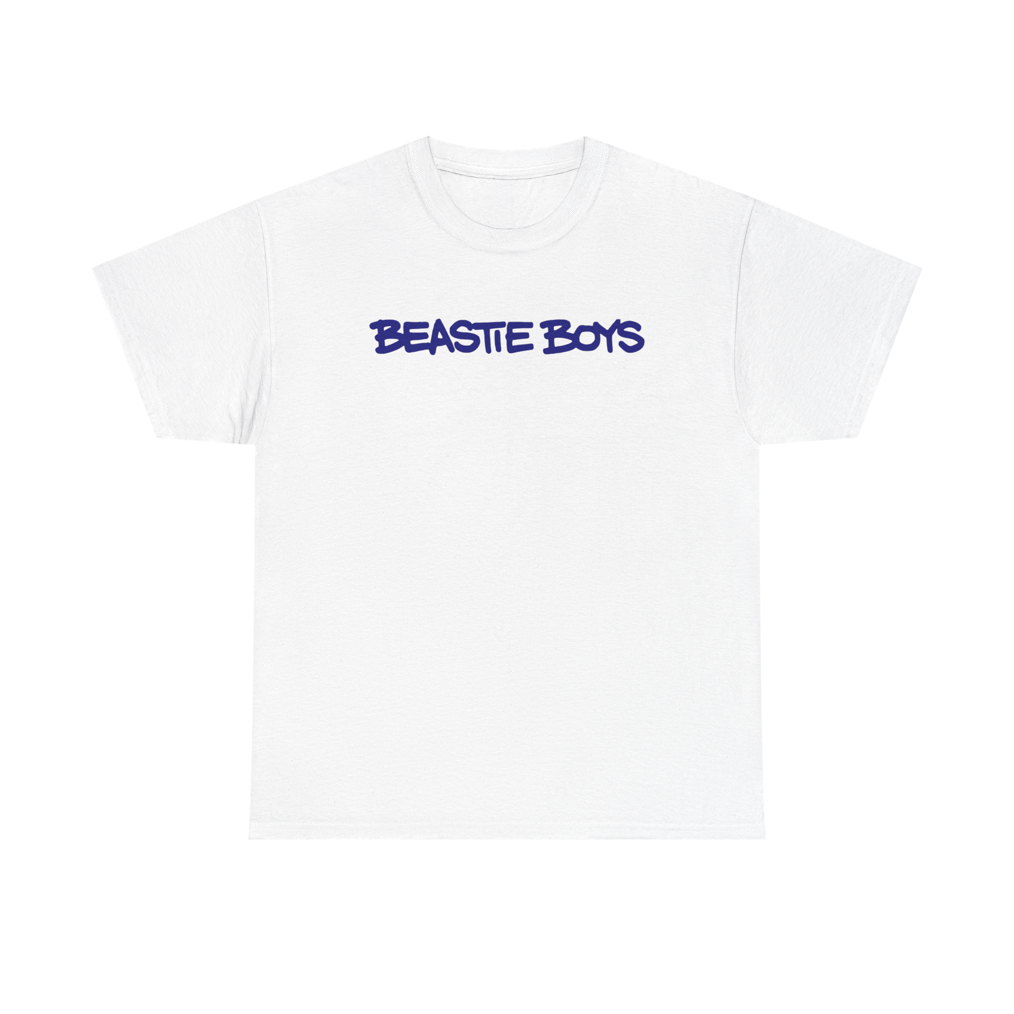 White Beastie Boys custom design T-shirt featuring rap artist artwork from Love2Print, front view.