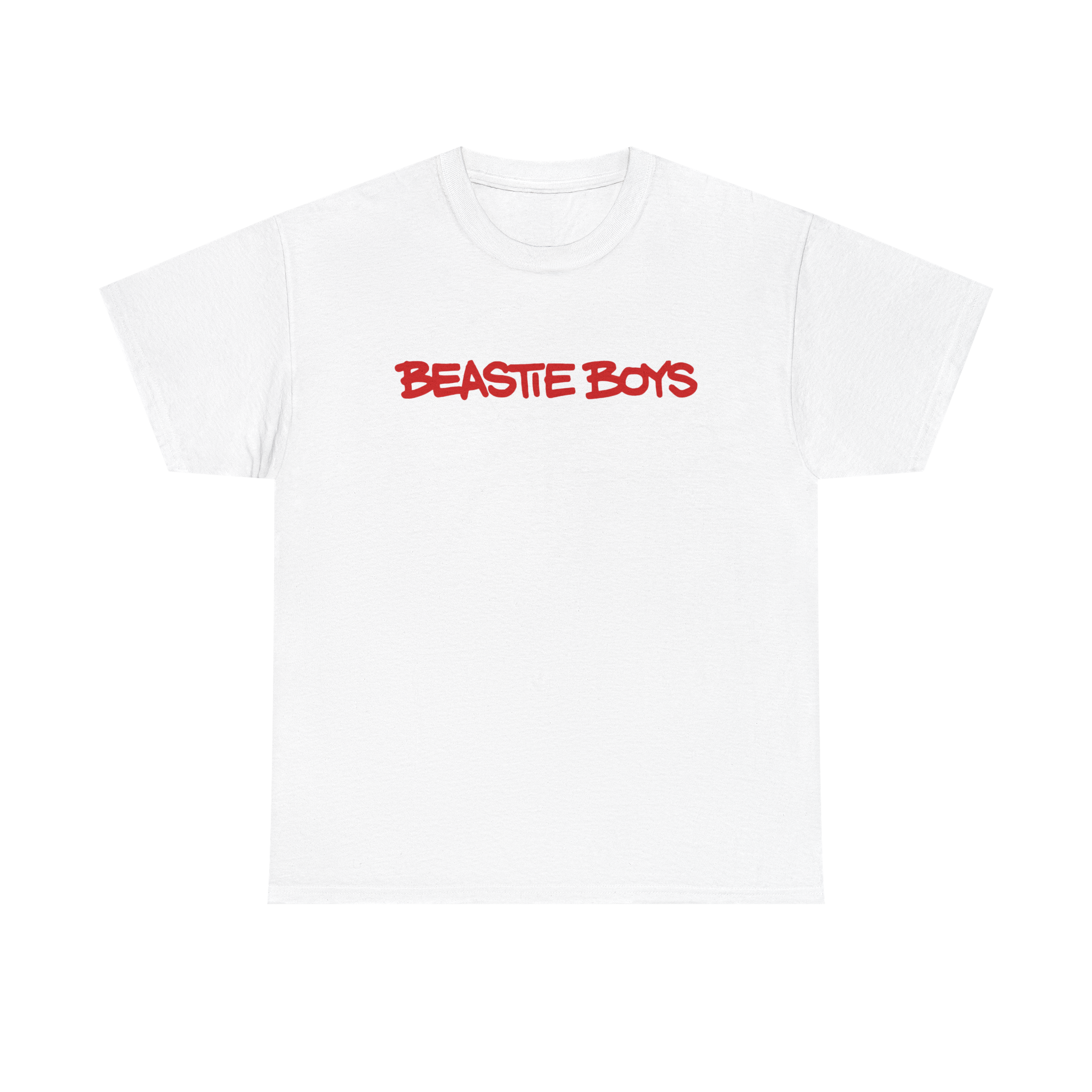 White Beastie Boys custom design rap artist t-shirt featuring vibrant graphic print on the front.