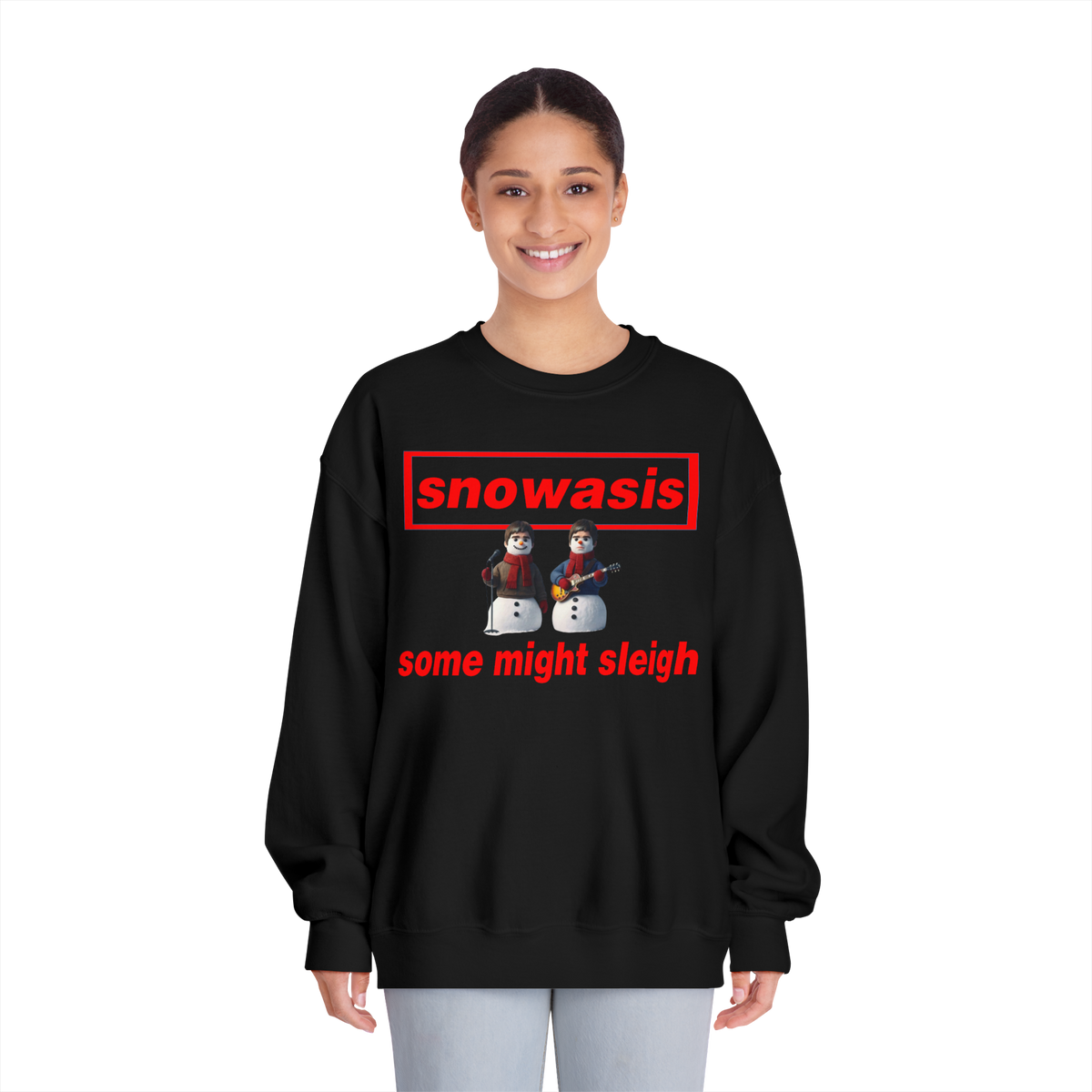 Snowasis some might sleigh Christmas jumper custom design - Love2Print