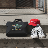 Black Adored tote - concrete flat lay