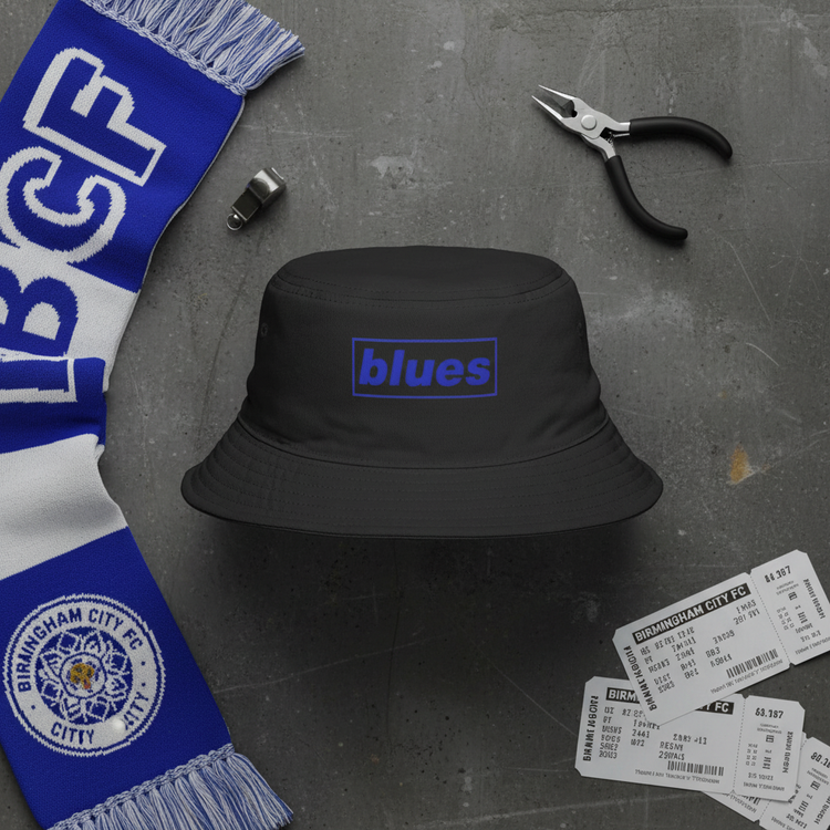 Black BCFC bucket hat flat lay