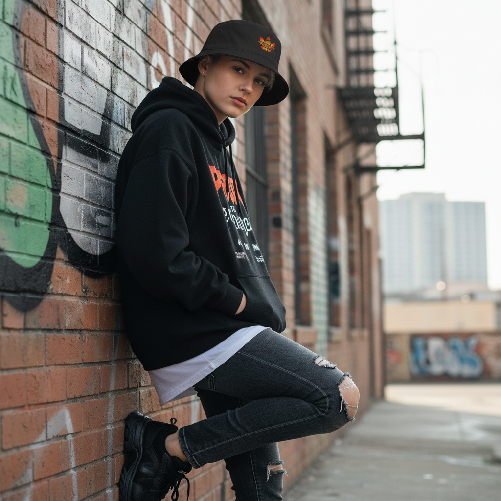 Black bucket hat - lifestyle urban