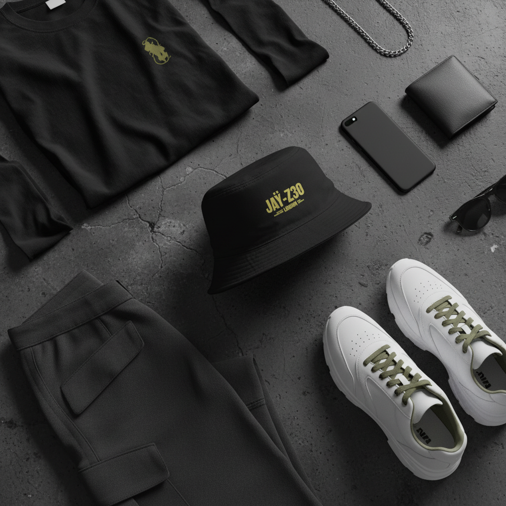 Black flat lay