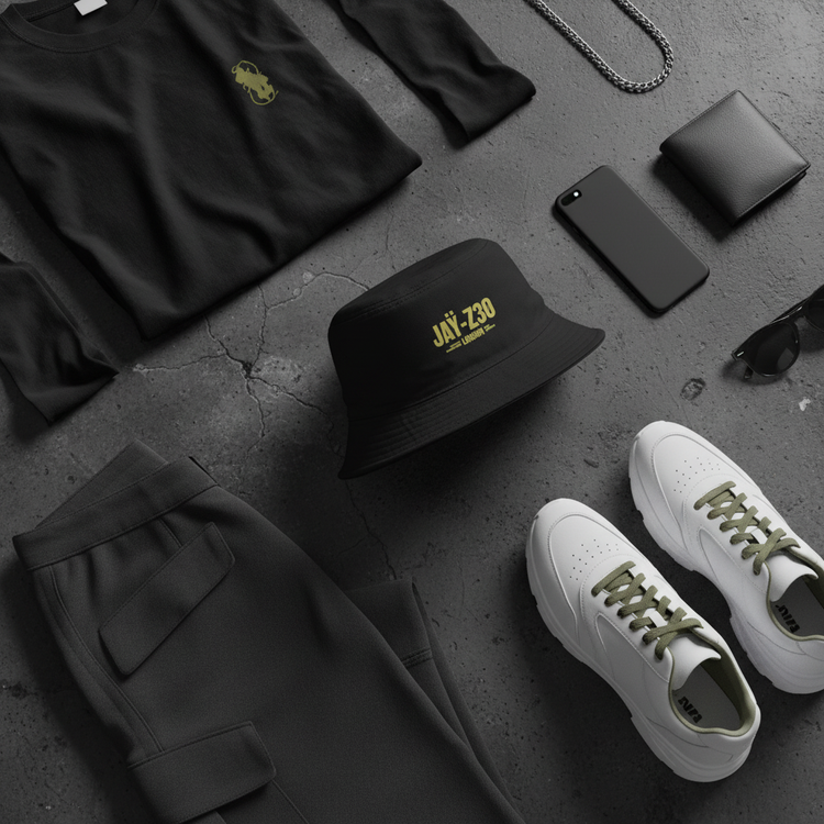 Black flat lay