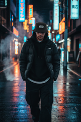Black Hat Neon Street