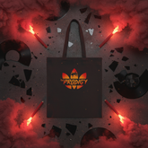 Black Prodigy tote - flares flat lay