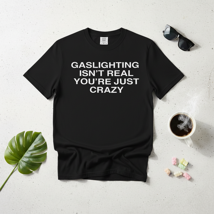 Black slogan tee flat lay mockup