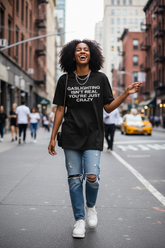 Black slogan tee lifestyle mockup