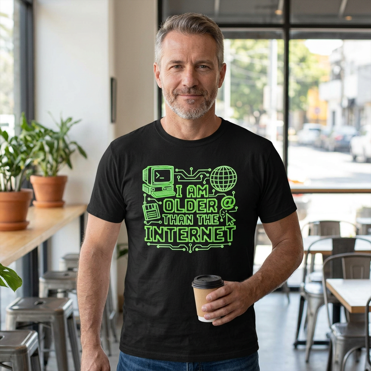 Black T-shirt café mockup