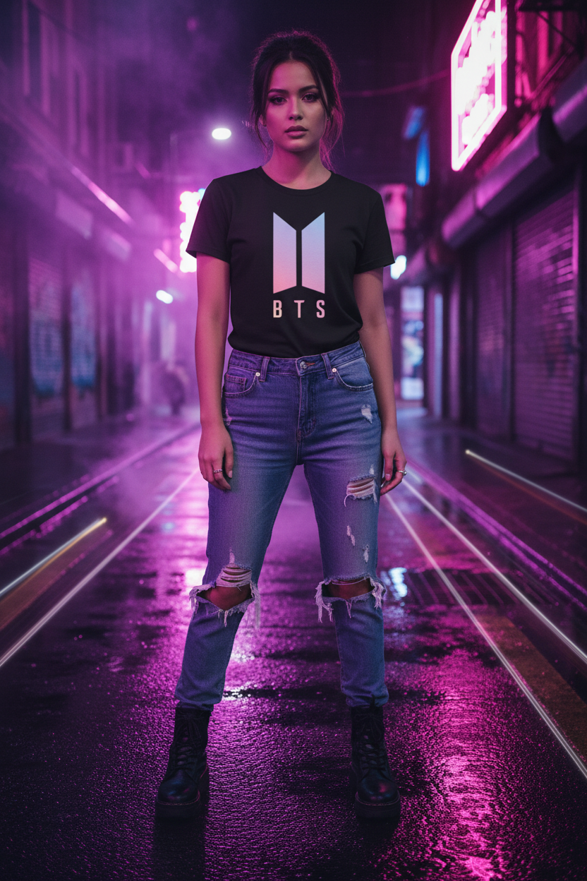 Black Tee Neon Street