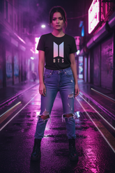 Black Tee Neon Street