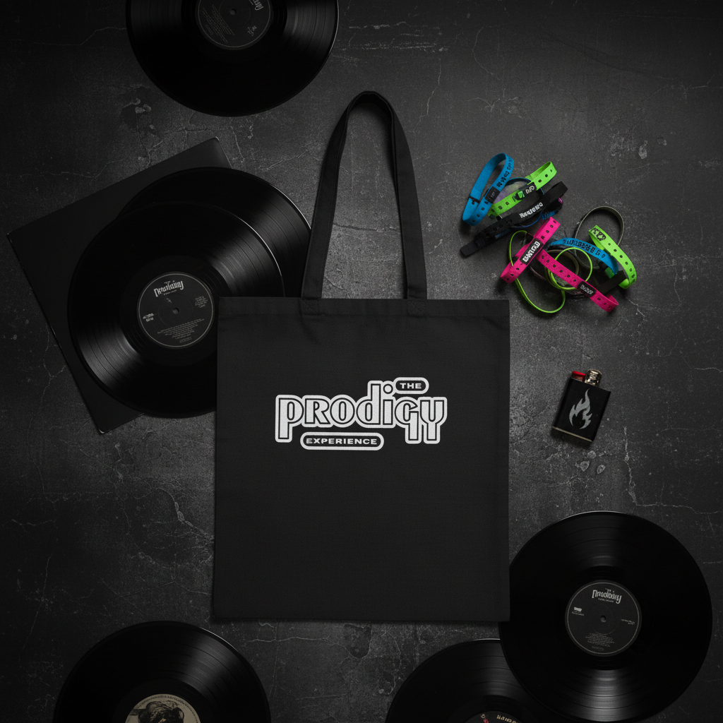 Black tote – vinyl flat lay