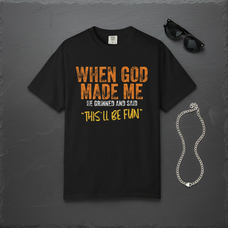 Black When God Made Me flat lay