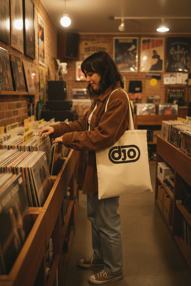 Cream Djo tote - record shop