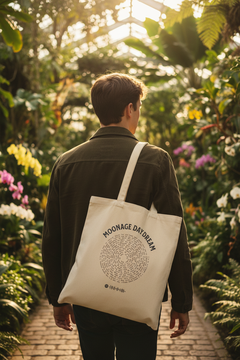 Cream Moonage tote - botanical garden