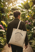 Cream Moonage tote - botanical garden