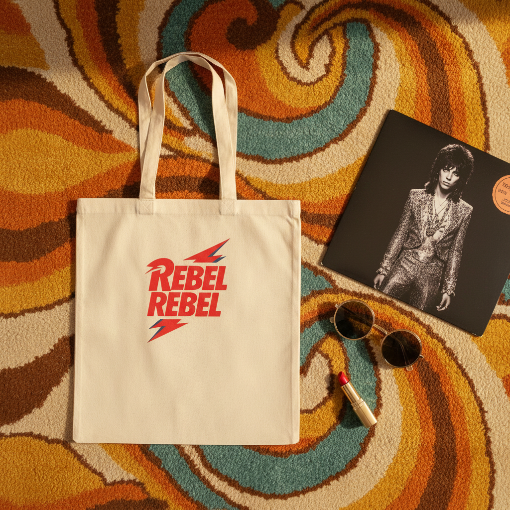Cream Rebel Rebel tote - retro flat lay