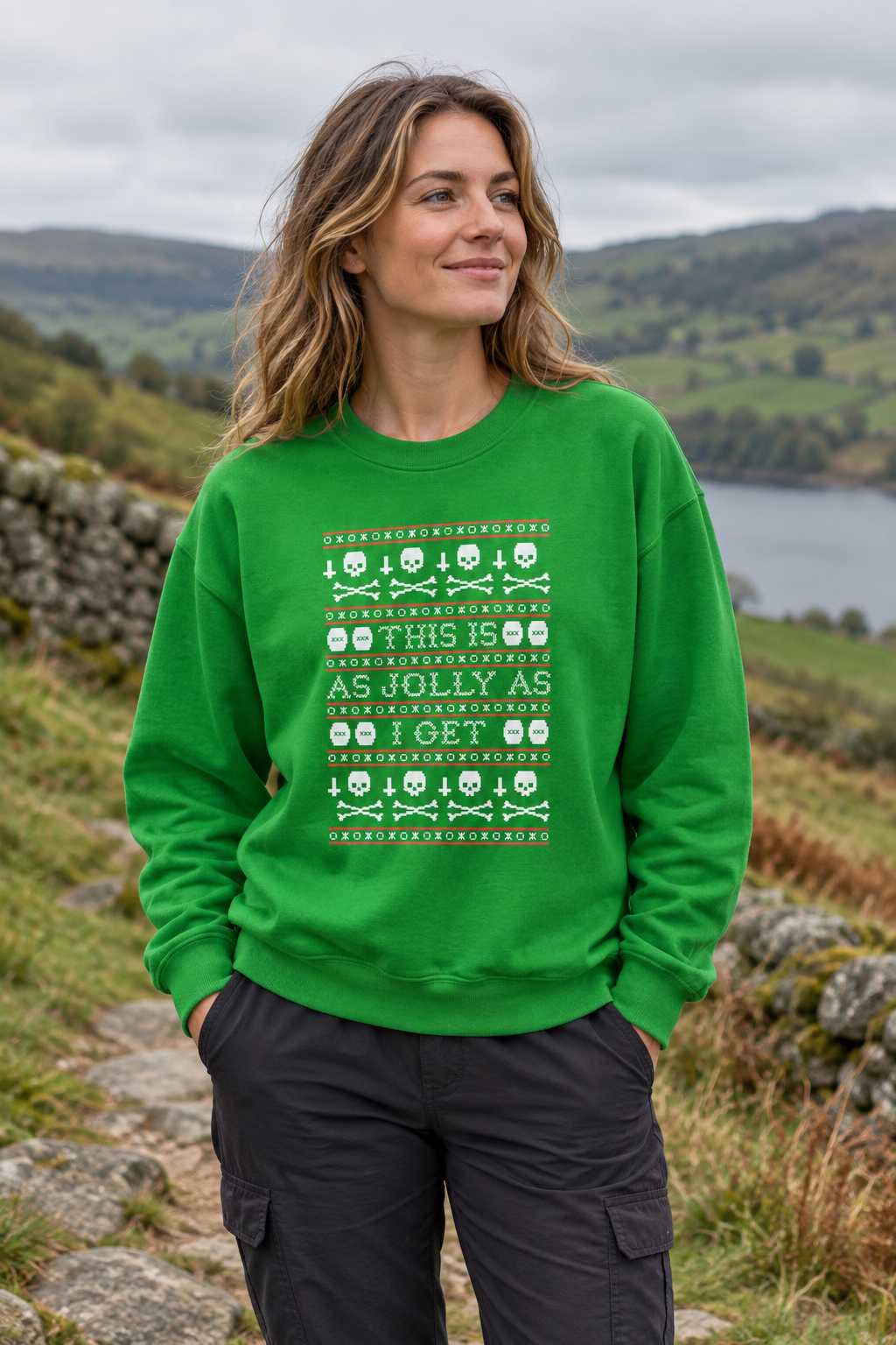Irish green T-shirt, countryside mockup