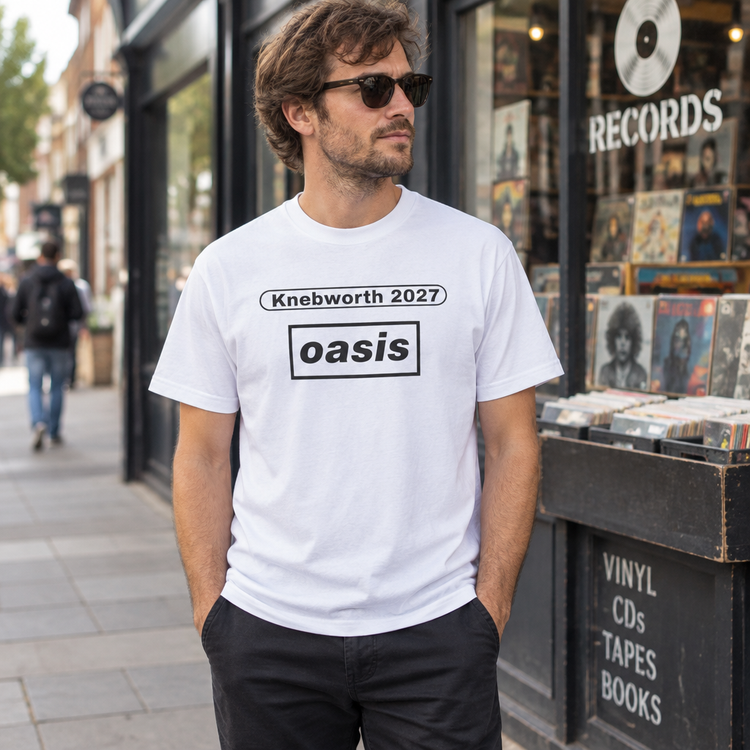 Knebworth white T-shirt mockup 2