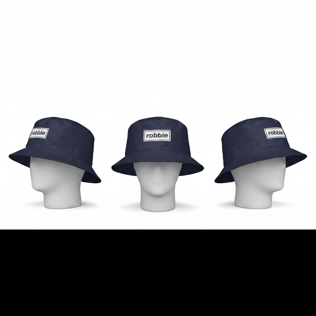 Navy Robbie bucket hat ghost mannequin mockup
