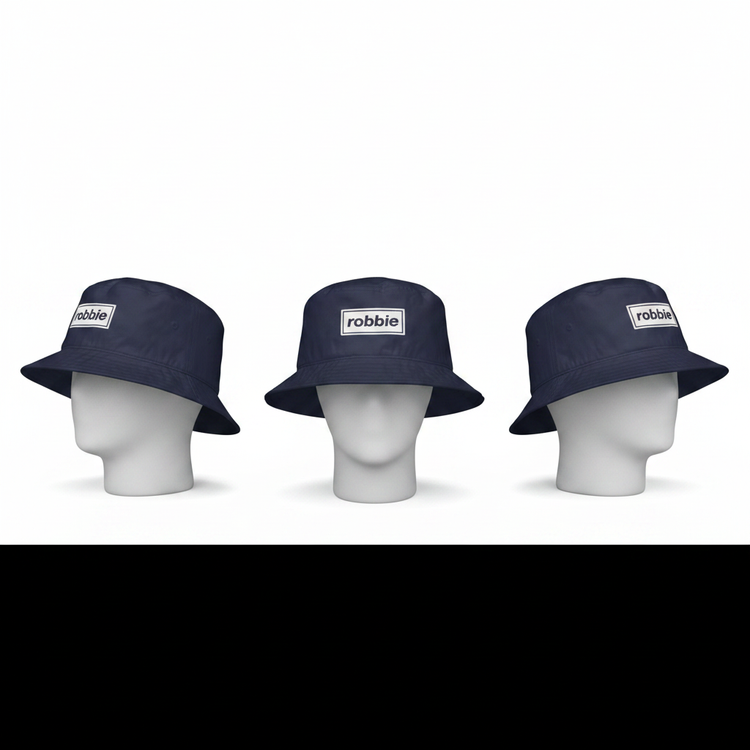 Navy Robbie bucket hat ghost mannequin mockup
