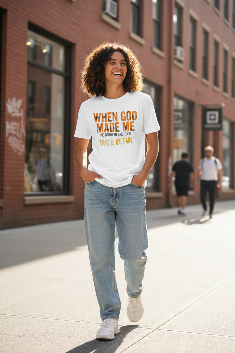 White When God Made Me tee lifestyle